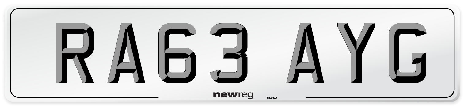 RA63 AYG Number Plate from New Reg